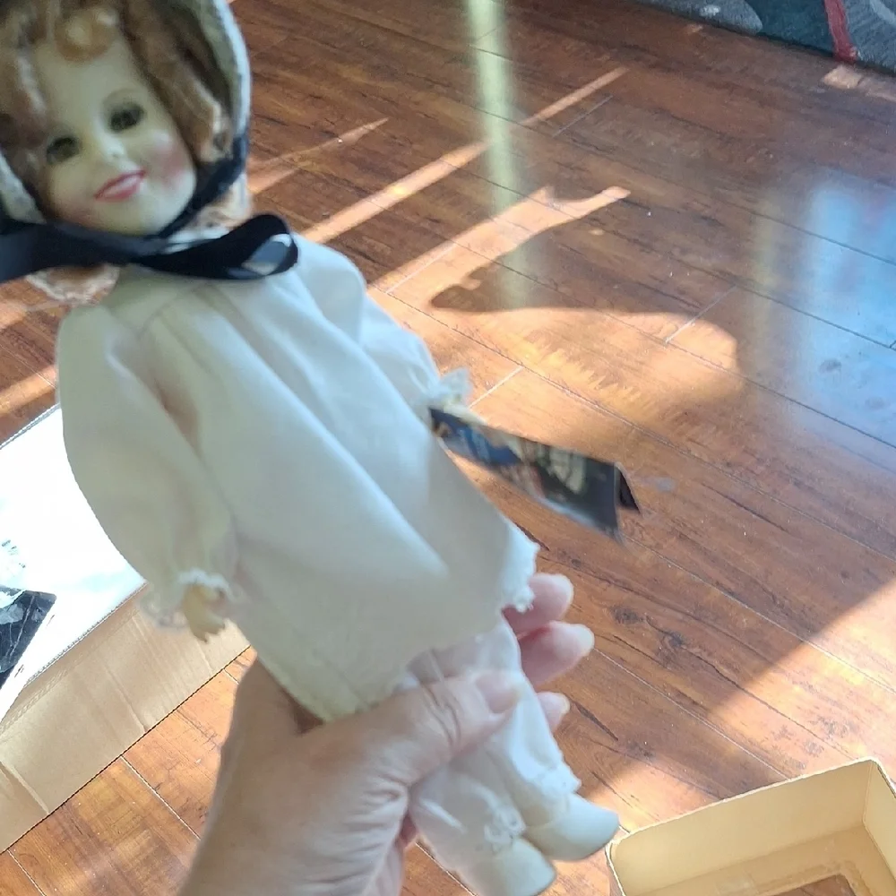 Vintage Shirley Temple Doll in Gray Outfit